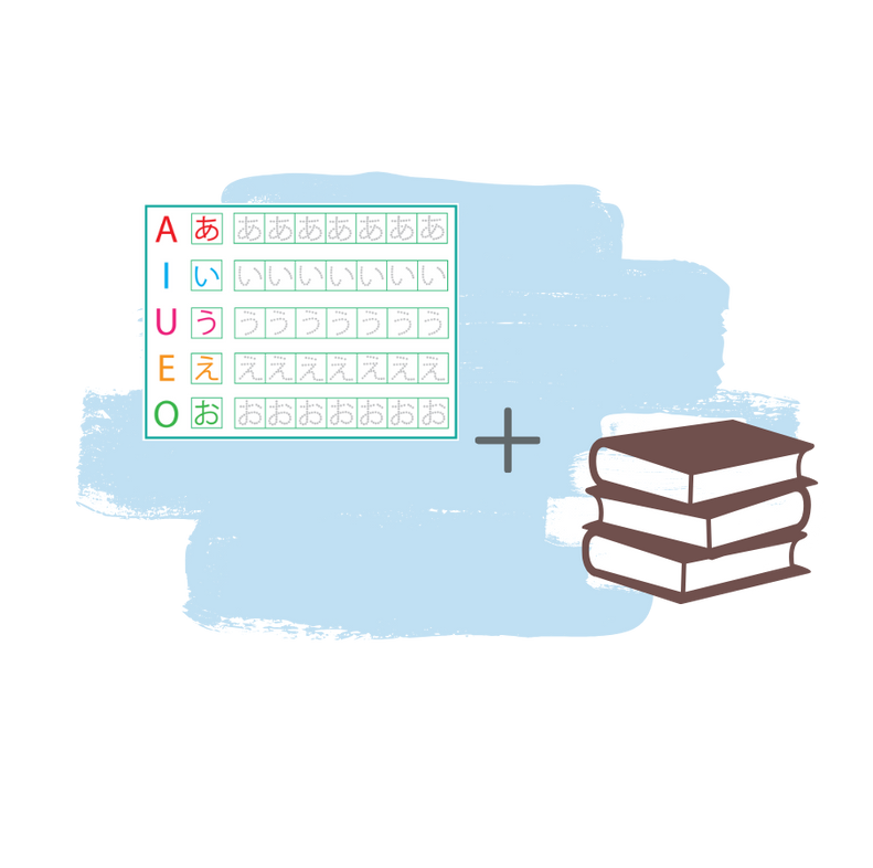 Tabela de kana e livros